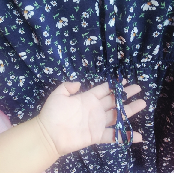 Nordstrom | DR (Daniel Rainn) Women's Floral Cinch Fit And Flare Dress In Indigo - Picture 5 of 7